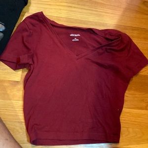 V- neck burgundy crop top